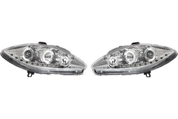 Set faruri tuning Seat Altea (5p1/5p5) 03.2004-, Seat Leon (1p1) 06.2005-12.2012, Seat Toledo (5p2) 10.2004-09.2009, stanga/dreapta, tip bec H1+H1, manual/electric, cu lumina pozitie led, fara motoras, tra