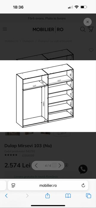Dulap spatios cu oglinda