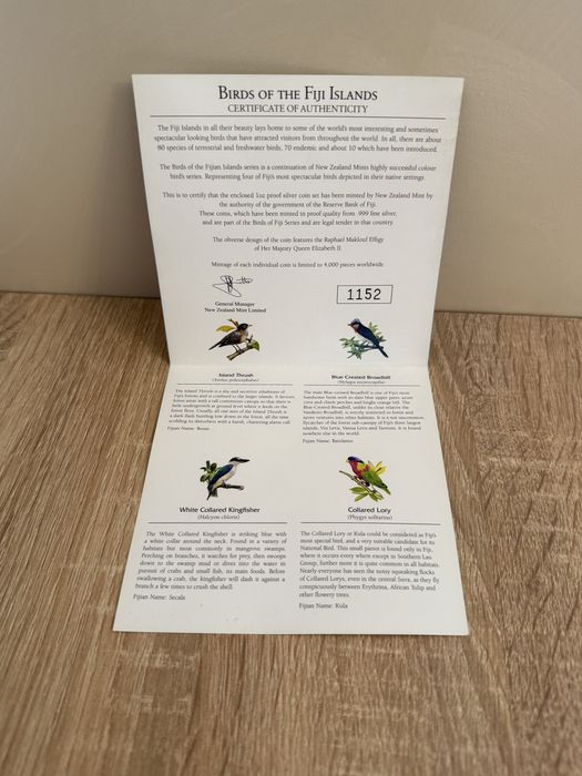 Сребърни монети - 1 унция - Birds of the Fiji Islands