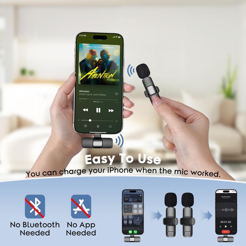 К-кт 2 бр. Безжични петлични микрофони Lavalier Type-C,Android/IOS