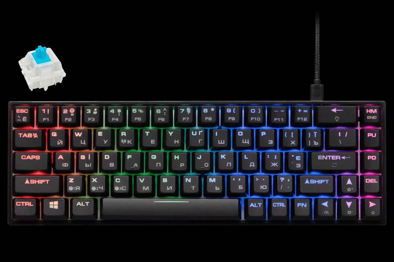 Игровая клавиатура 2E Gaming KG380 RGB  Gateron | BLUE Switch WL BLACK