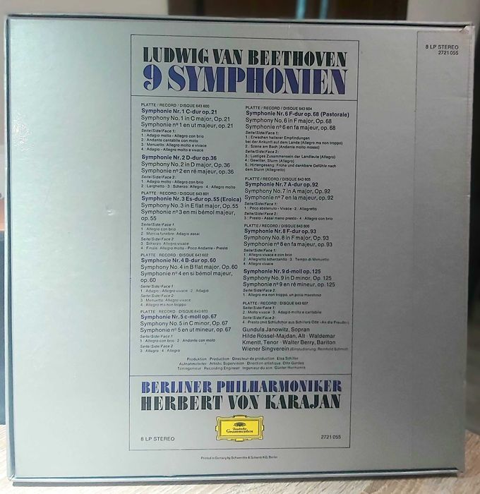 Beethoven - 9 Simfonii (8 LP) Karajan, DG - Box set (Stare VG+)