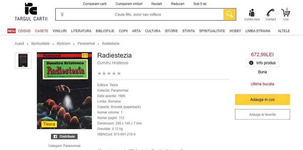 RARA, Radiestezia - Dumitru Hristenco CARTE DE COLECTIE 1995