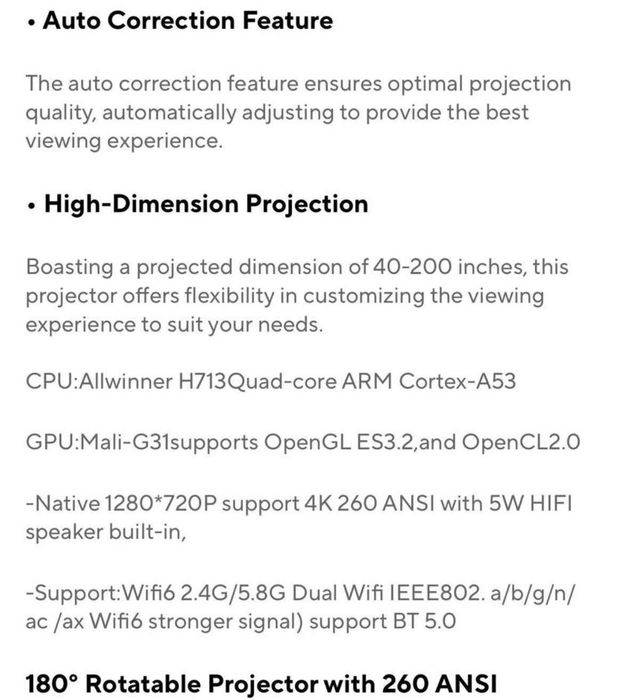 Videoproiector 4k WI-FI