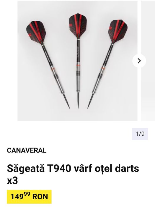 Săgeată T940 vârf oțel darts x3