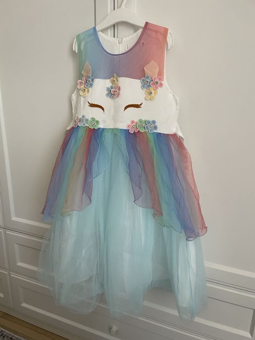 Rochie printesa petrecere unicorn broderie tulle 4-6 ani