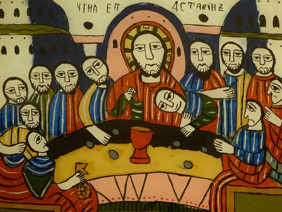 Icoana Cina cea de Taina, pictura rara de Feur Gheorghe, Nicula