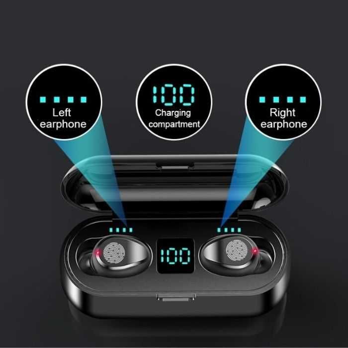 Безжични стерео слушалки F9 TWS Bluetooth,тъч контрол,хендсфри,блутут