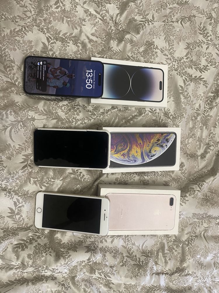 Iphone 14 max pro 256, iphone Xs max 512, iphone 7 plus 128