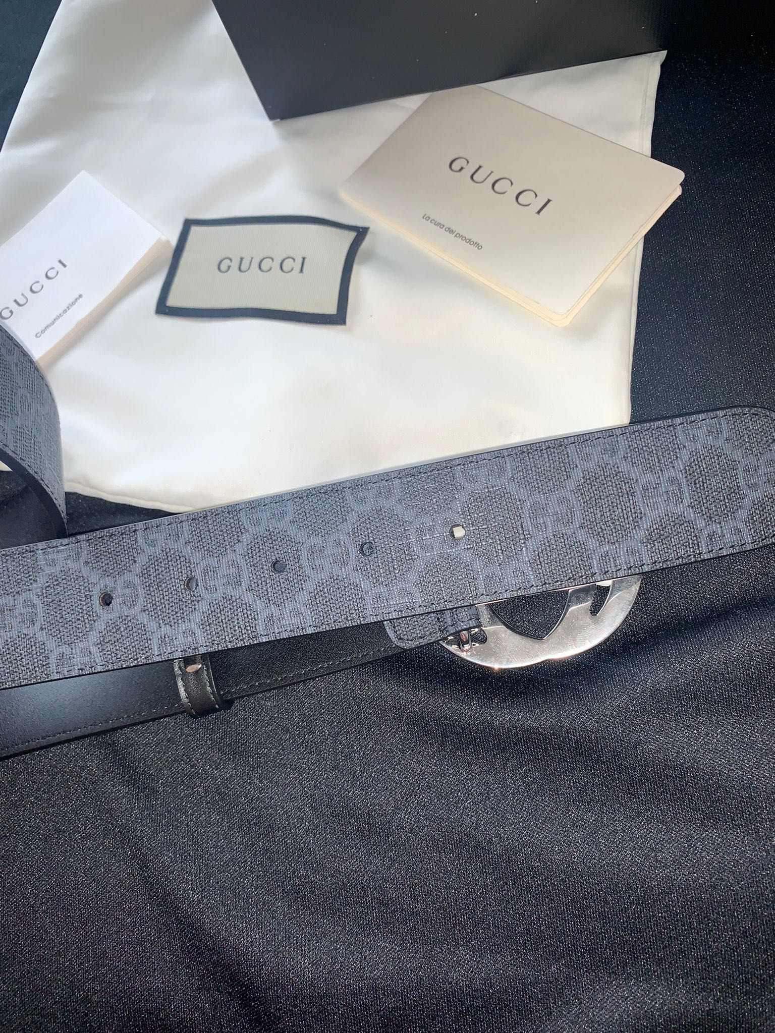 Curea originala Gucci GG Supreme belt with G buckle noua cu factura