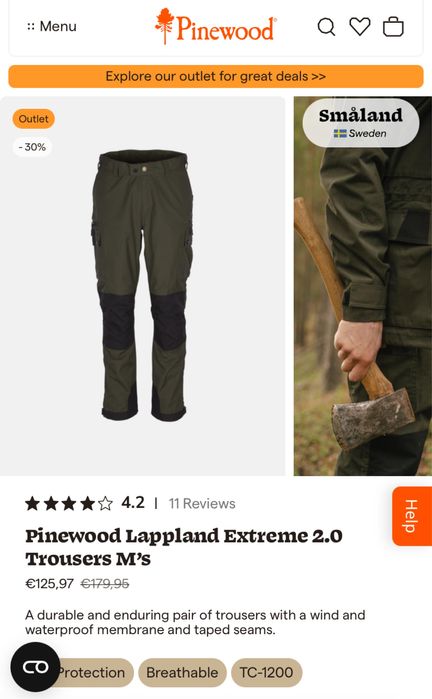 Pinewood Lappland Extreme Trousers S EU46 UK30 fjallraven harkila