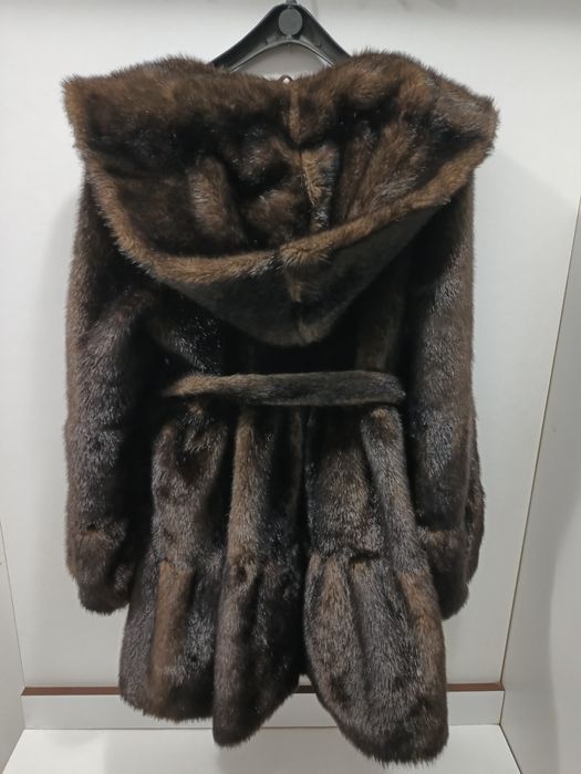 Haina de blana elegantă ecologica maro cu gluga