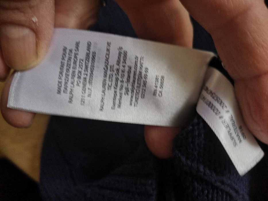 Ralph Lauren дамски памучен пуловер тъмно син със златисти копчета