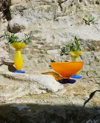 Set Sticla - Doua Vaze FLIRT si un Bol Portocaliu - Vintage Wonderland