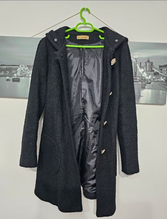 Palton negru elegant de dama marime L purtat de 2 ori