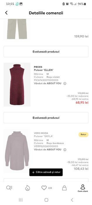 Vand pulover tip rochie, Pieces, rosu-violet, marimea M, stare f. buna