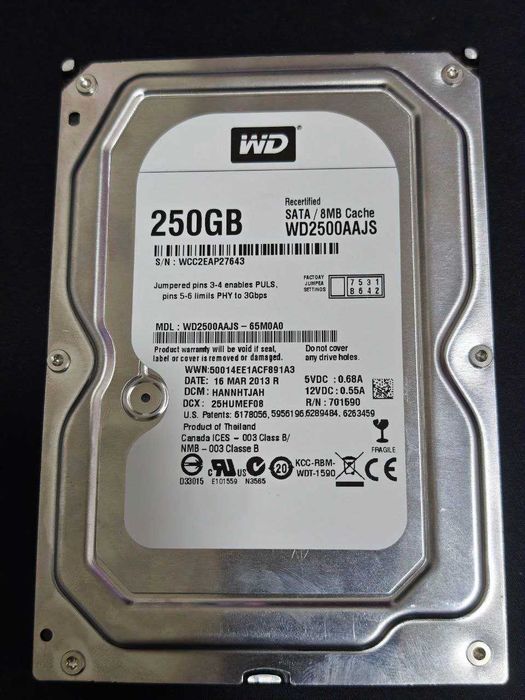 Продаю HDD Western Digital 250GB (WD2500AAJS)