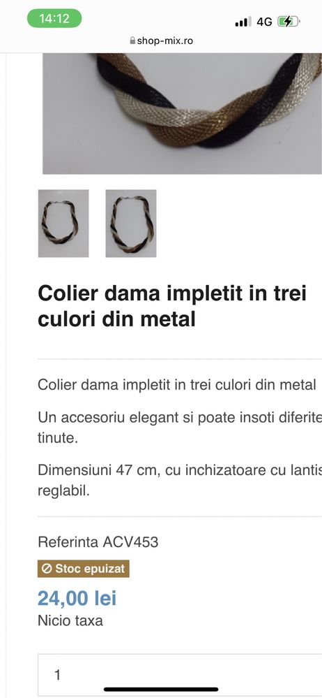 Colier impletit 3 culori