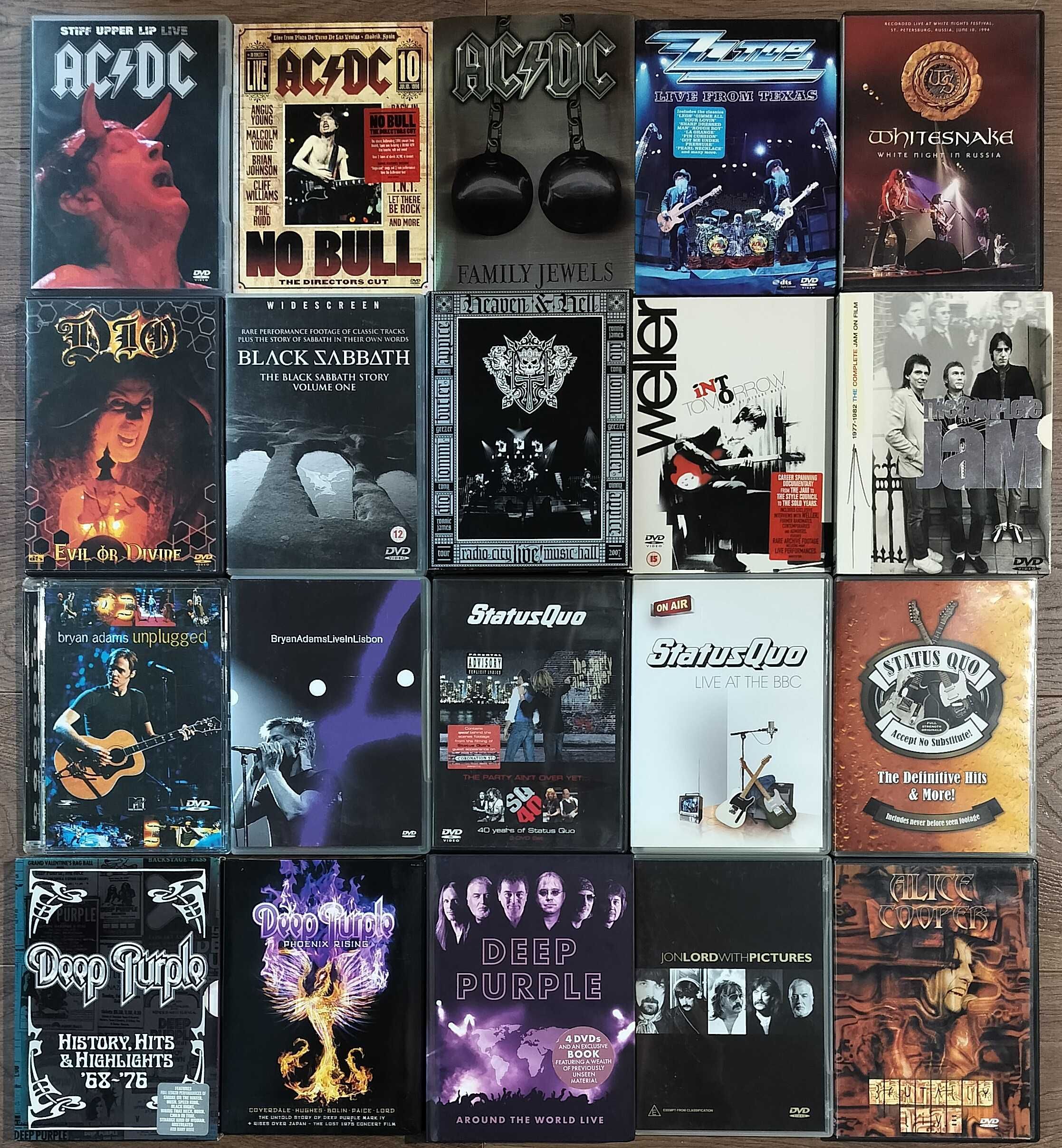 Lot DVD-uri Dio Bryan Adams Deep Purple Status Quo ZZ Top AC/DC