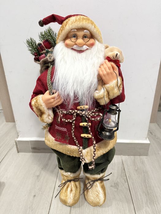 Decoratiune mos craciun rosu, nou cu ericheta. 60 cm