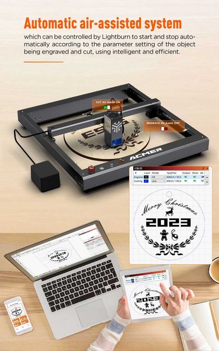 ACMER P2 10W 1800лв 20W 2600лв 33W 3000лв CNC лазер лазерно гравиране