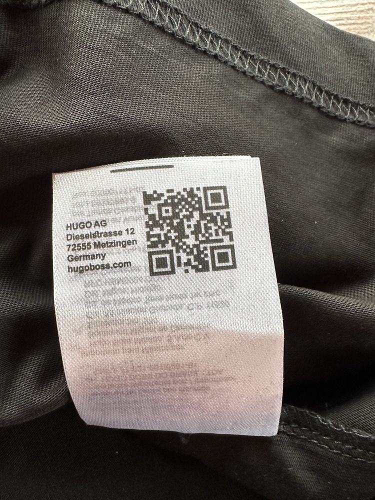 Мъжка,памучна,черна тениска Hugo BOSS с двойно лого