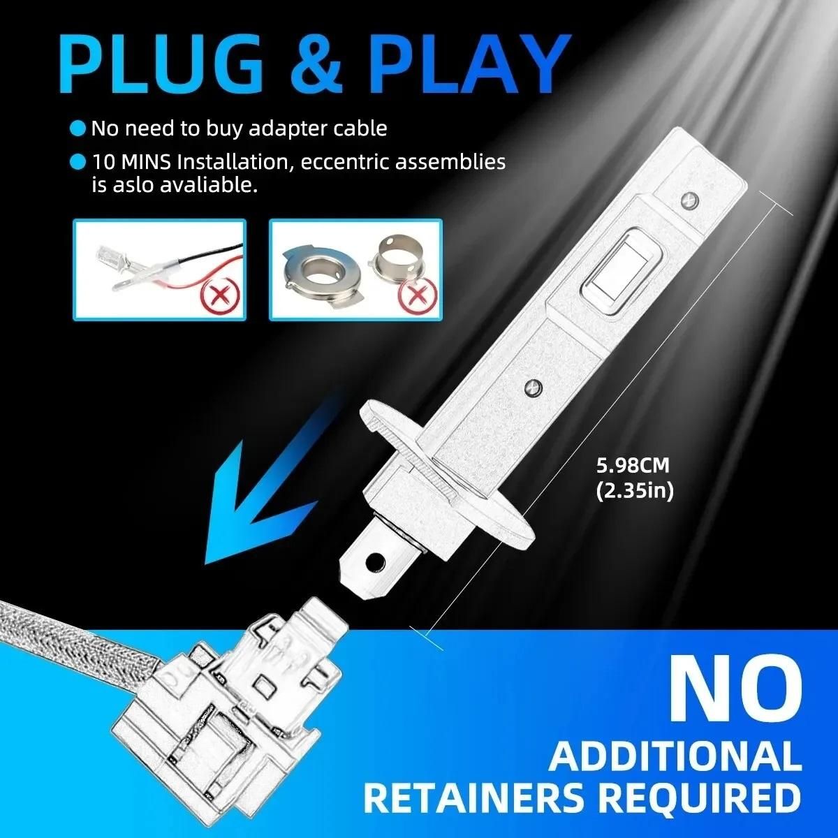комплект диодни крушки за фар h1 canbus 80w 12v 6000к 8000lm 2броя ...
