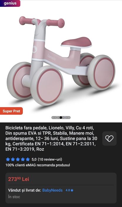 Bicicleta fara pedale Lionelo 1-3 ani