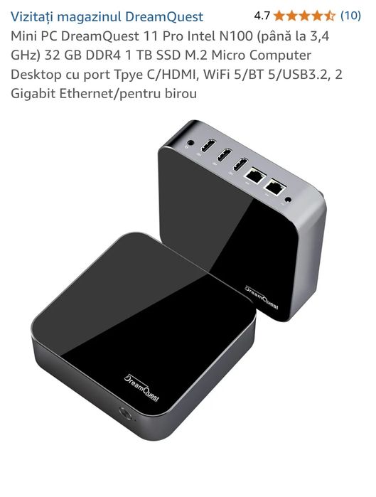 Mini PC DreamQuest 11 Pro Intel N100 (până la 3,4 GHz) 32 GB DDR4 1 TB