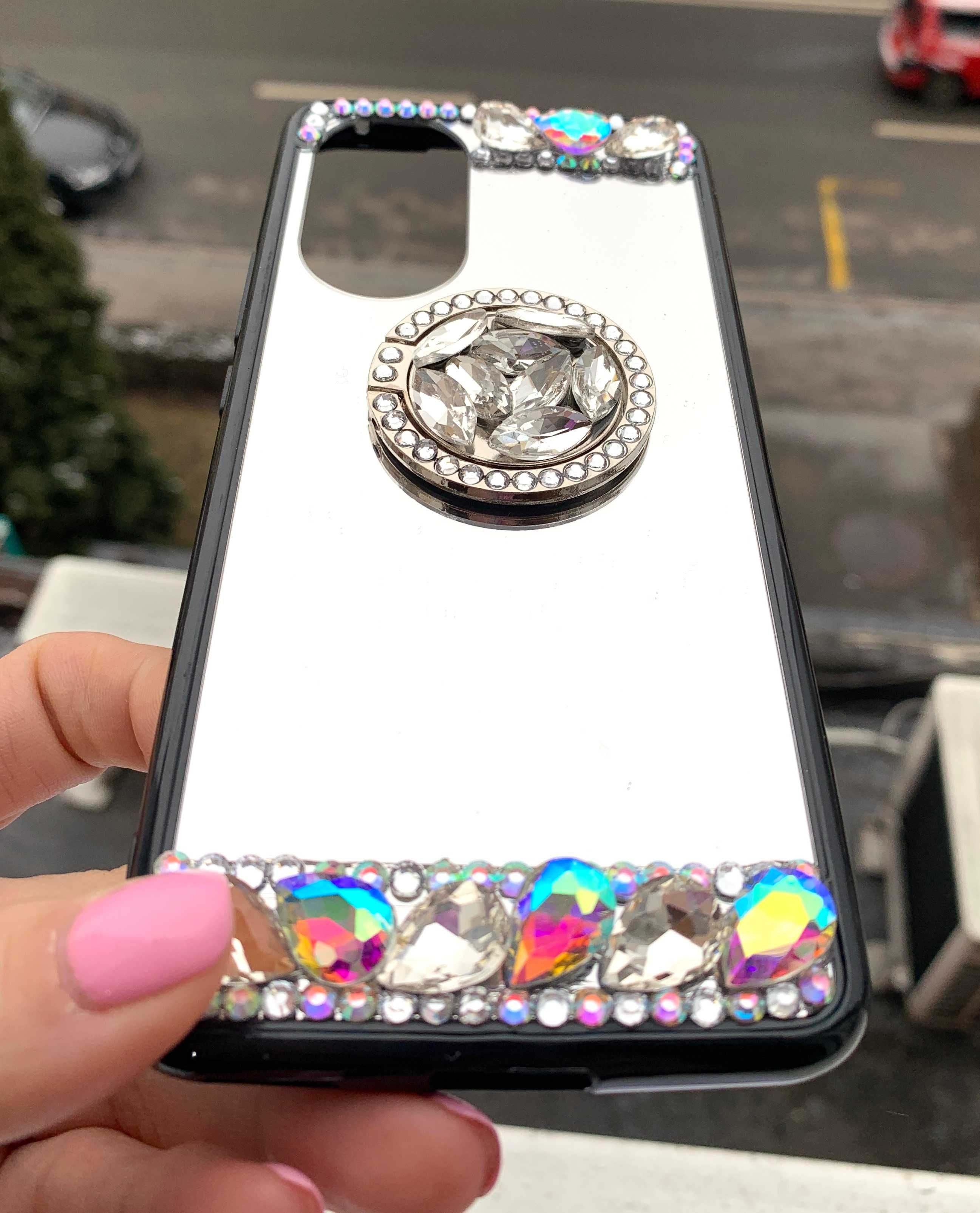 Husa Premium tip oglinda cu inel si pietricele pentru Huawei Nova 9