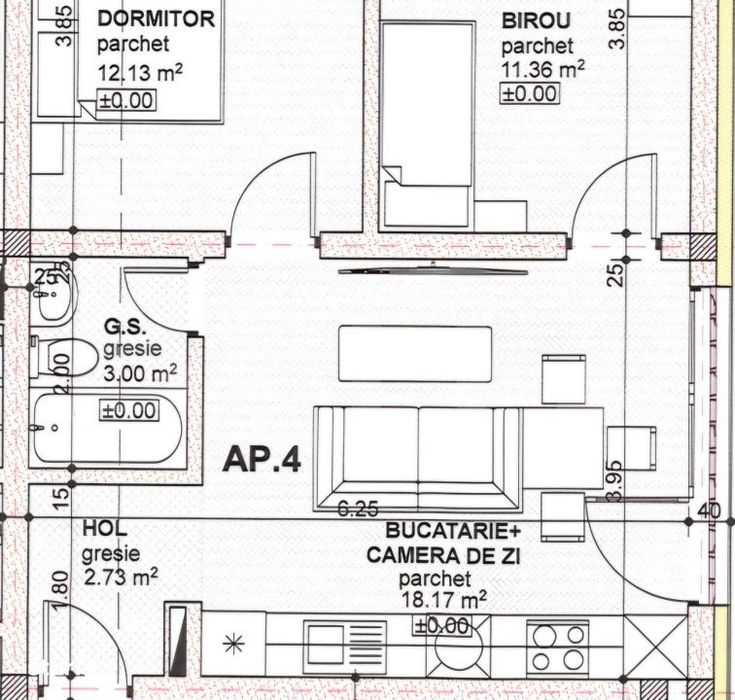Apartament cu 3 camere, 1 bai,  decomandat Calea Moldovei, se vinde fi