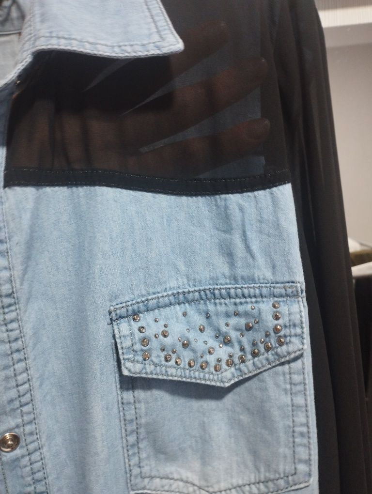 Женская шифон джинс рубашка