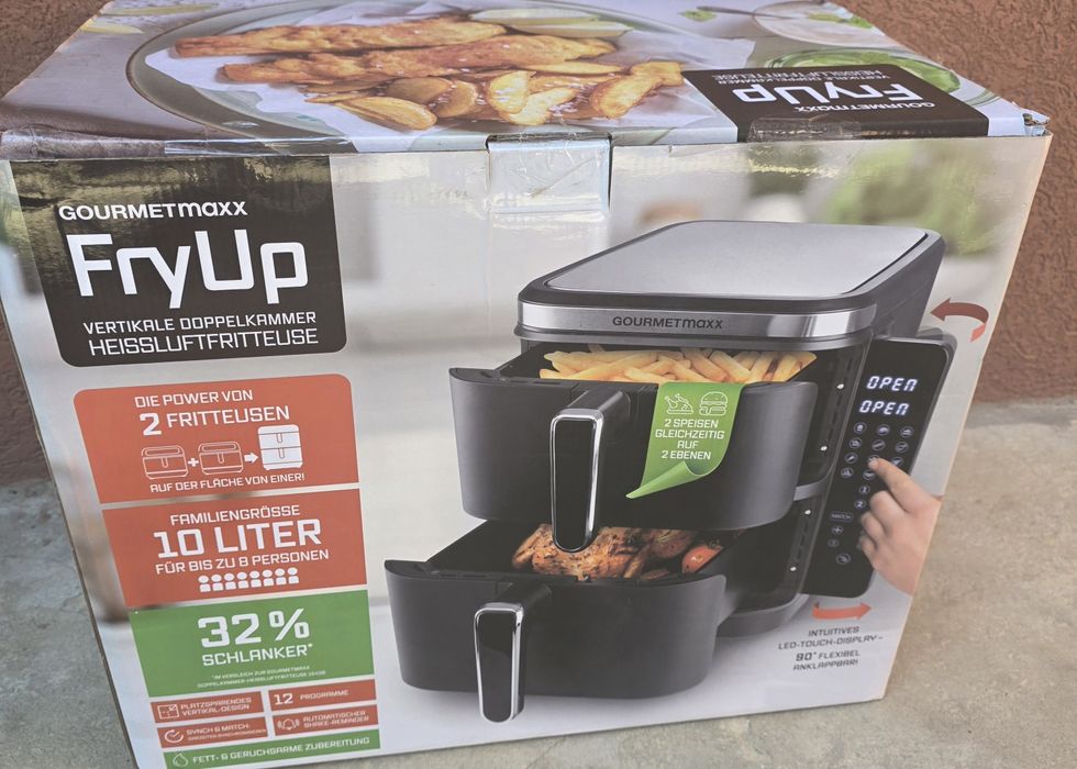 Friteuza Cu Aer Cald cu Camera Dubla Gourmetmaxx Fryup 10 Litri Nouă