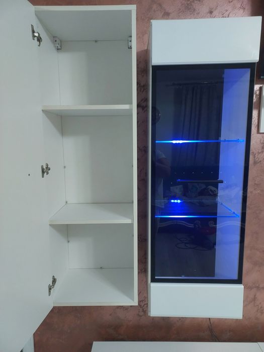 Set mobila living din MDF alb lucios