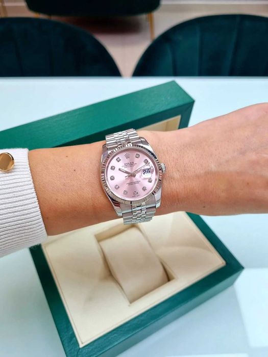 rolex datejust 36mm silver pink