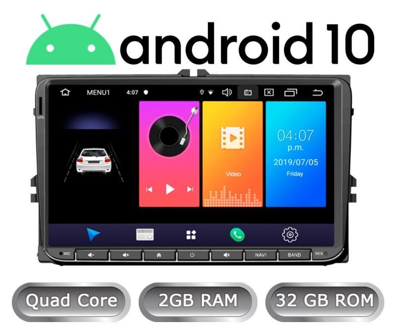 Navigatie multimedia Android 10 cu camera marsarier, VW Skoda Seat