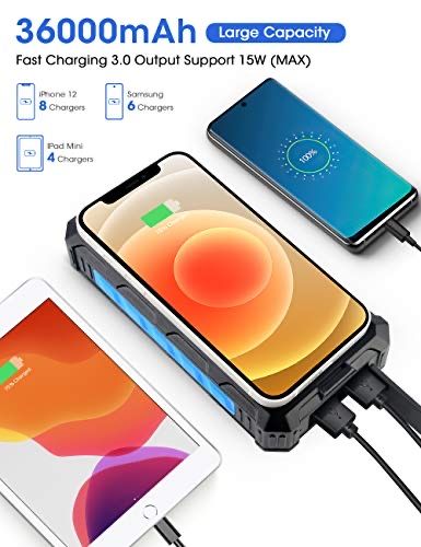 Нови ! Соларна Power Bank 36000mAh Qi безжично зареждате