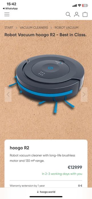 Aspirator Robot Vacuum Hoogo R2