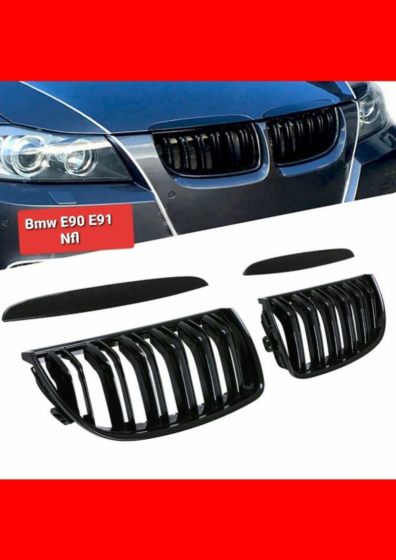 Grile Nari Duble Bmw E90/E91 NFL 2005-2008  Negru lucios