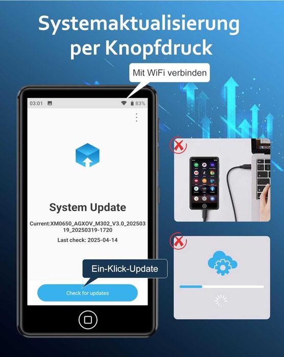 AGXOV 80GB MP3 плейър с WiFi и Bluetooth 4.02-инчов MP4 плейър