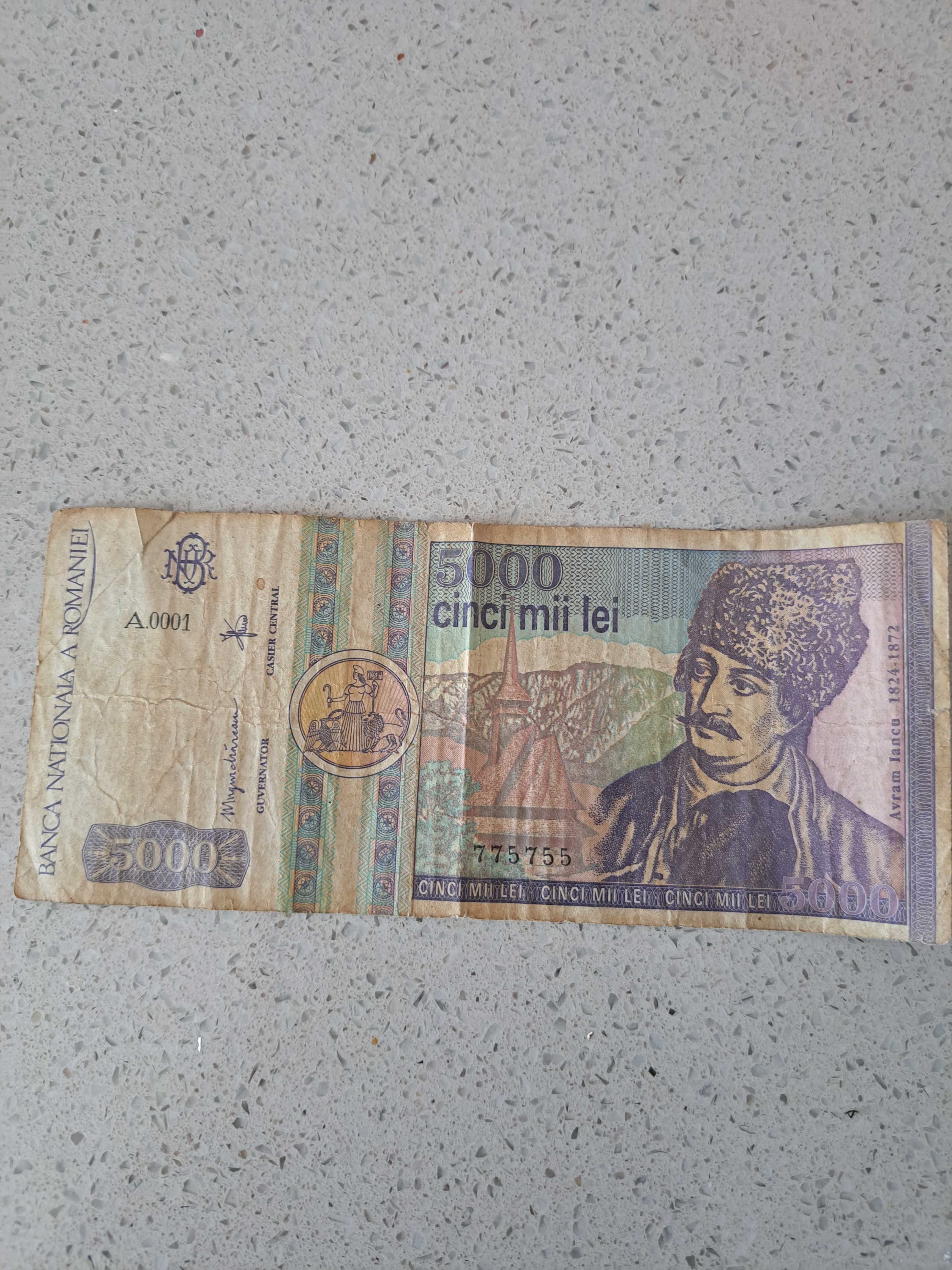 bancnota 5000 lei cu Avram Iancu, Martie 1992