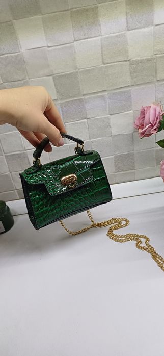 Geanta baby verde imitatie croco