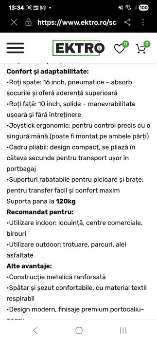 Vănd scaun pliabil electric
