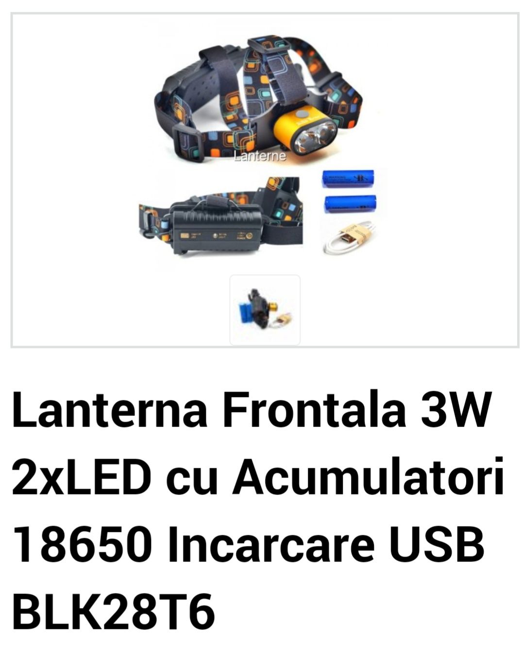 Lanterna Frontala 3W 2 leduri