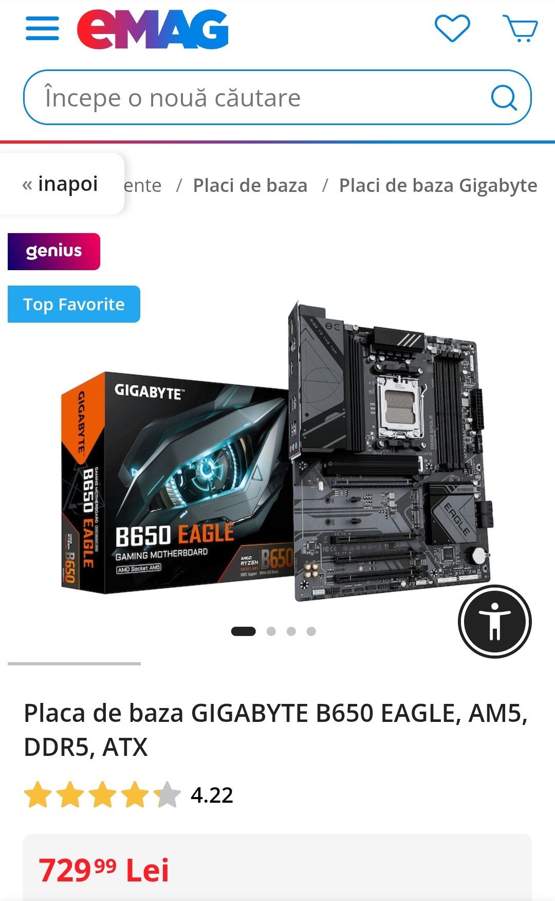 Placa de baza GIGABYTE B650 EAGLE, AM5, DDR5, ATX, produs sigilat