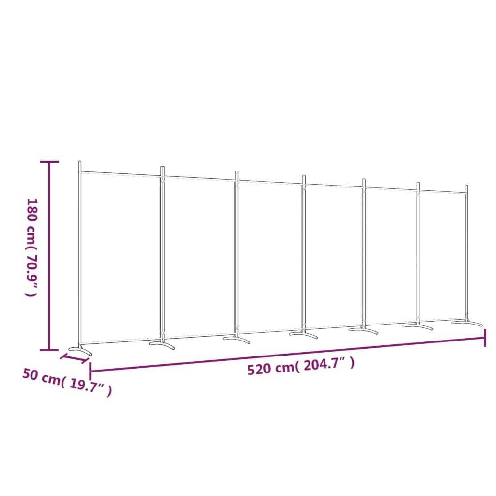 Paravan de cameră/Separator de cameră cu 6 panouri 520×180 cm Alb