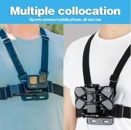 Suport de piept pentru telefon si GoPro cu diferite functii