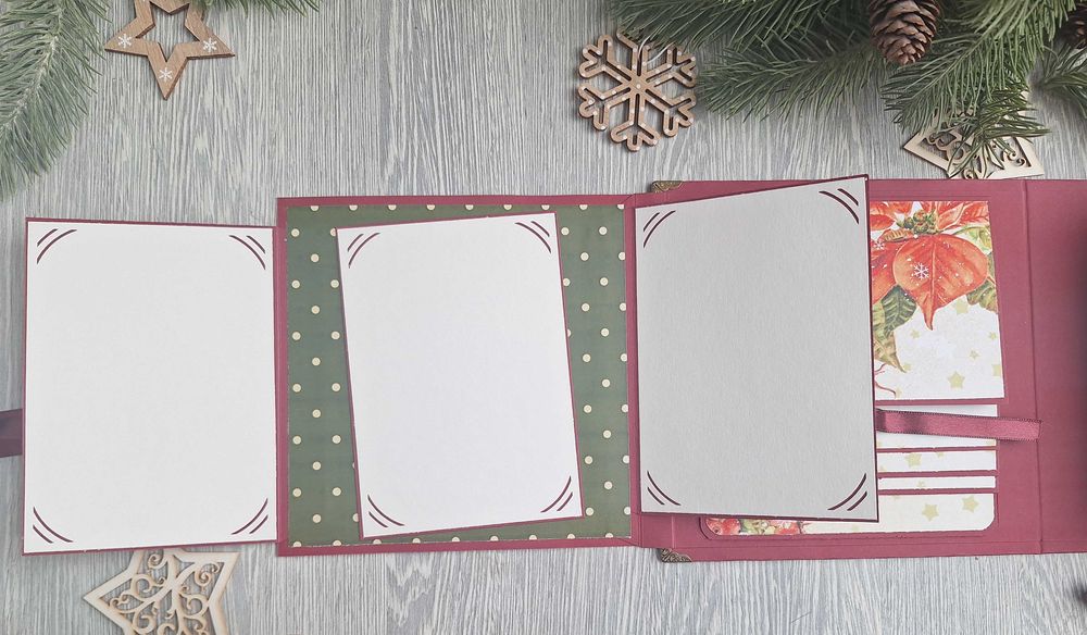 Коледен, скрапбук албум в бордо, ръчна изработка /56.17