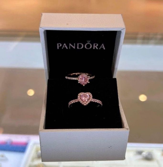 Inel Pandora argint 925 inima roz rosie rose heart cristale dupe