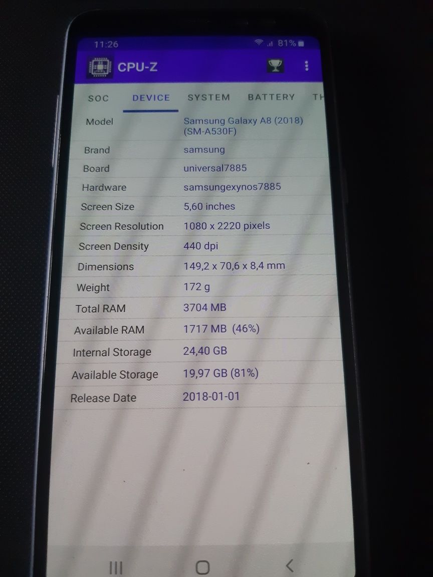 Smartphone samsung A8 2018,octacore, 4gb ram,dual sim
